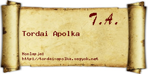 Tordai Apolka névjegykártya